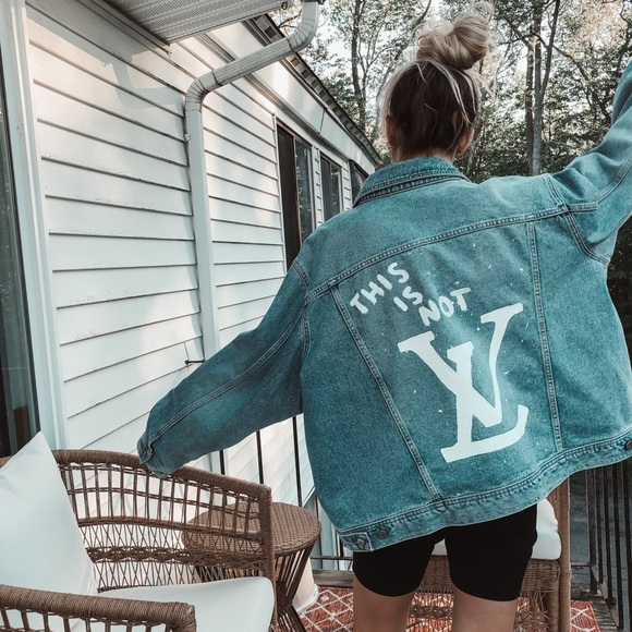 Venezia Jackets & Blazers - Hand Painted “This Is Not LV” Denim Jean Jacket
